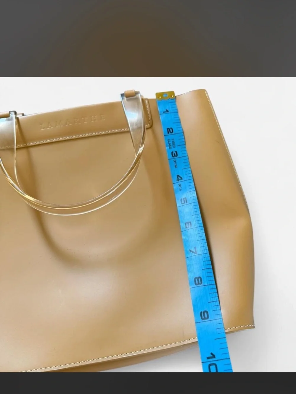 Structured Camel Tote with Clear Top Handles